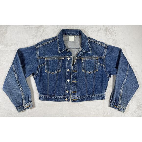 Esprit Jackets & Blazers - Vintage 80s Esprit Cropped Denim Jacket Dark Wash Supermodel Grunge L